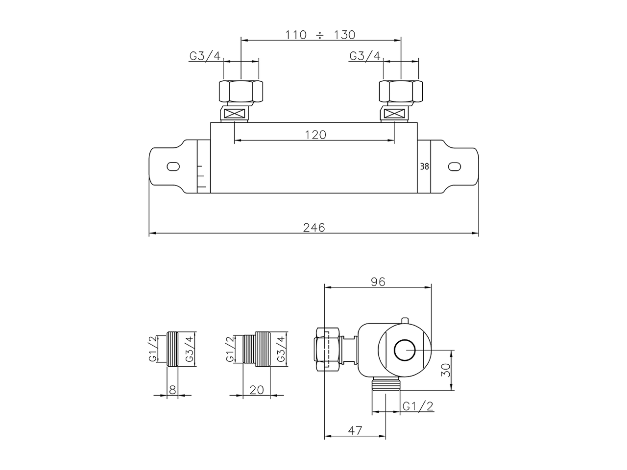 Miscelatore termostatico doccia CLINIC&TECHNICAL_100P.01H. - v1