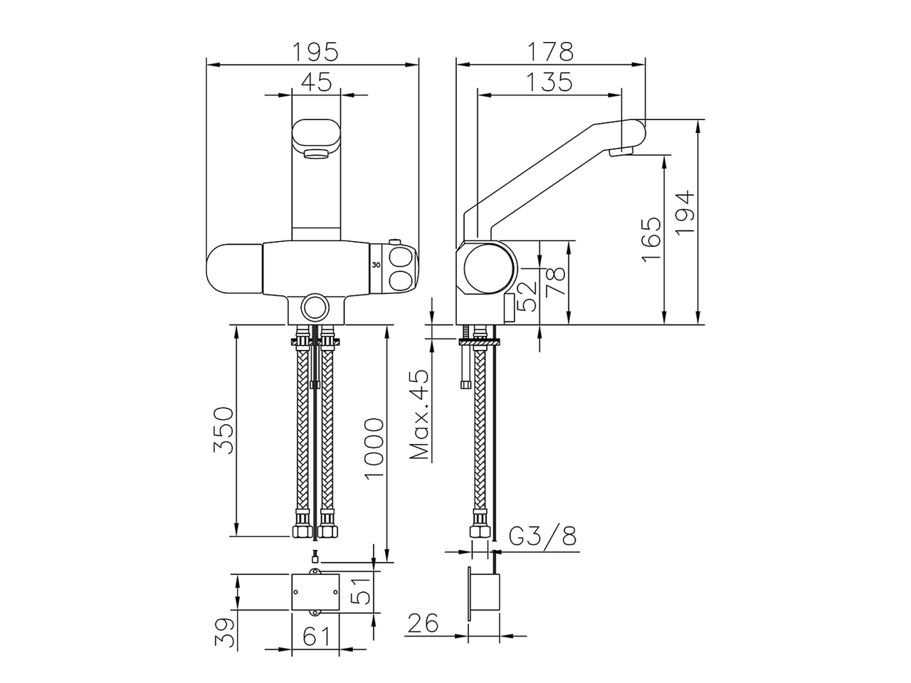 Miscelatore termostatico lavabo elettronico COLLETTIVITÀ_204.23H. - v1