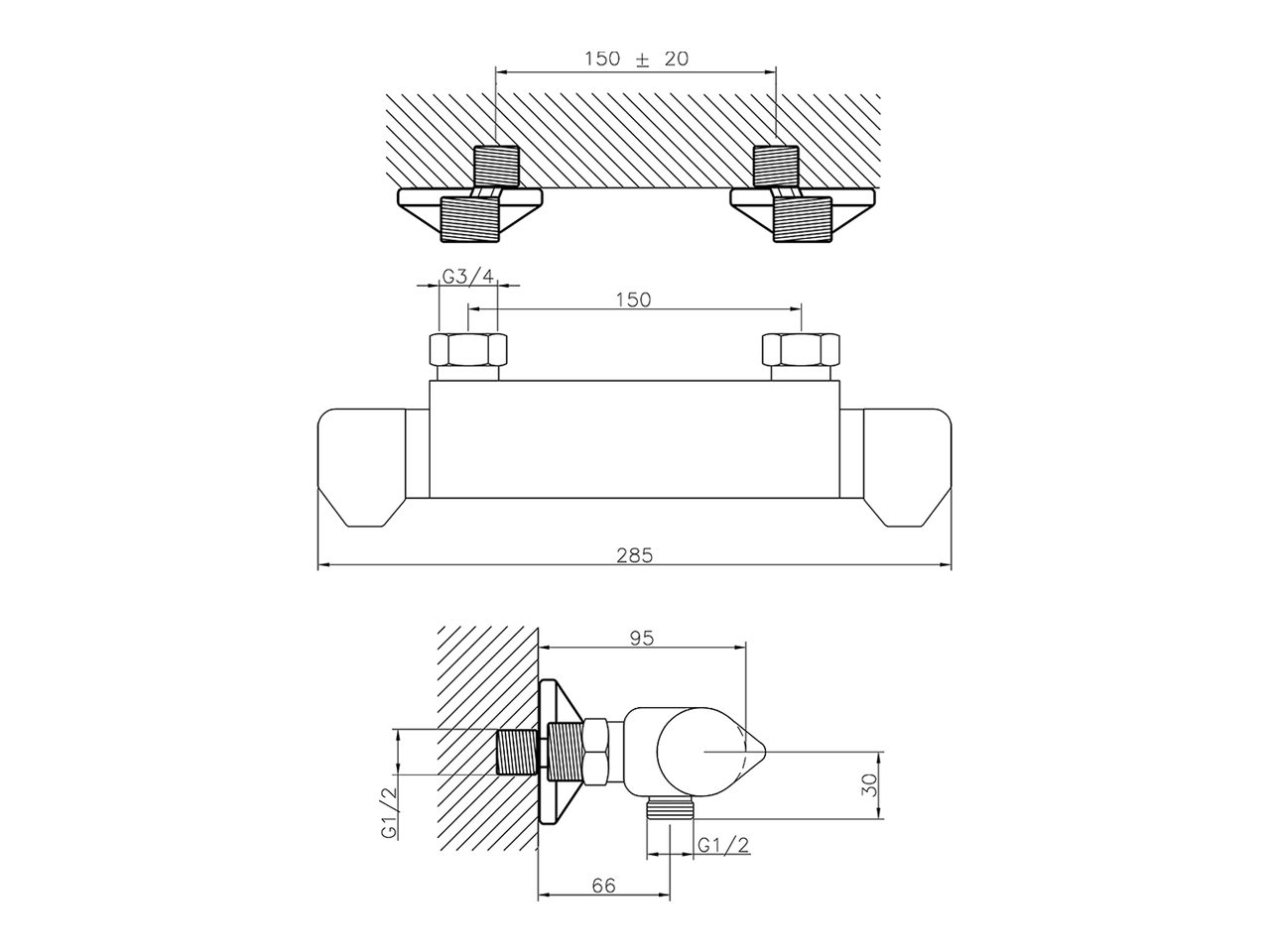 Miscelatore termostatico doccia COLLETTIVITÀ_CLT01010 - v1