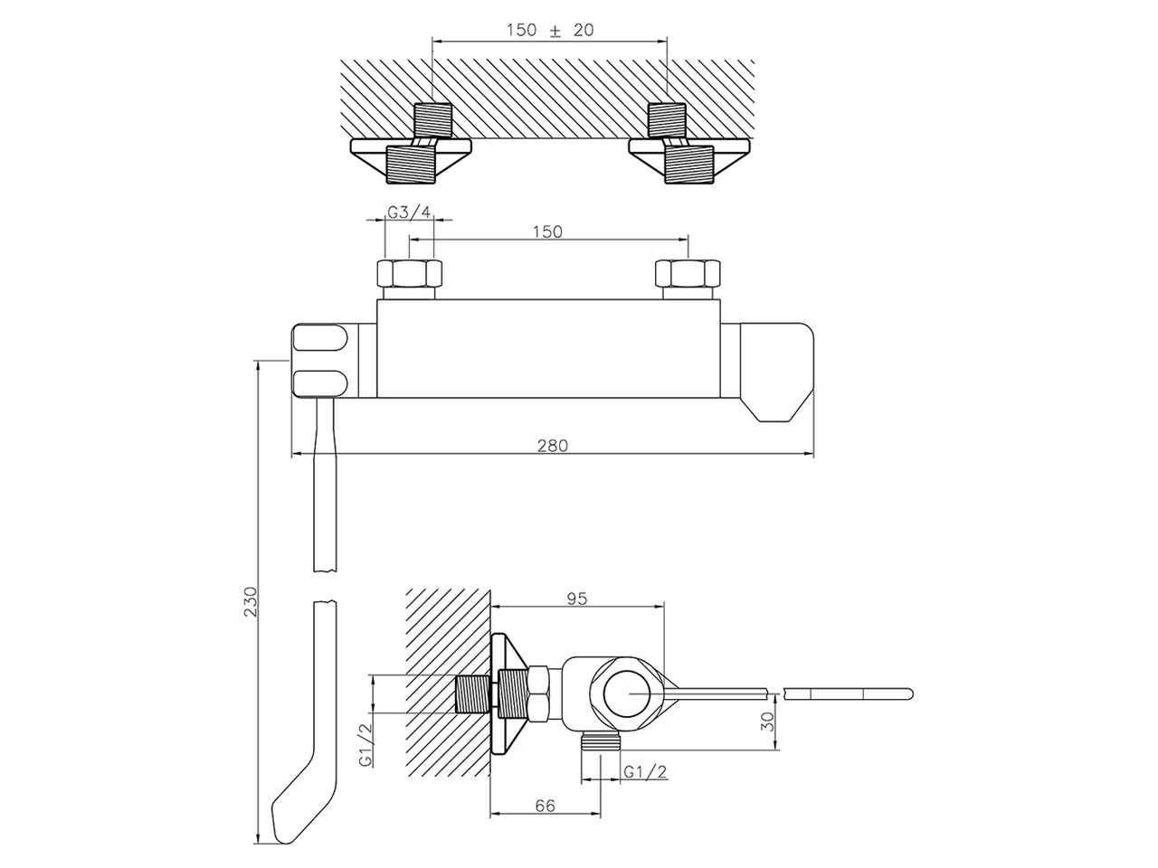 Miscelatore termostatico doccia COLLETTIVITÀ_CLT01020 - v1