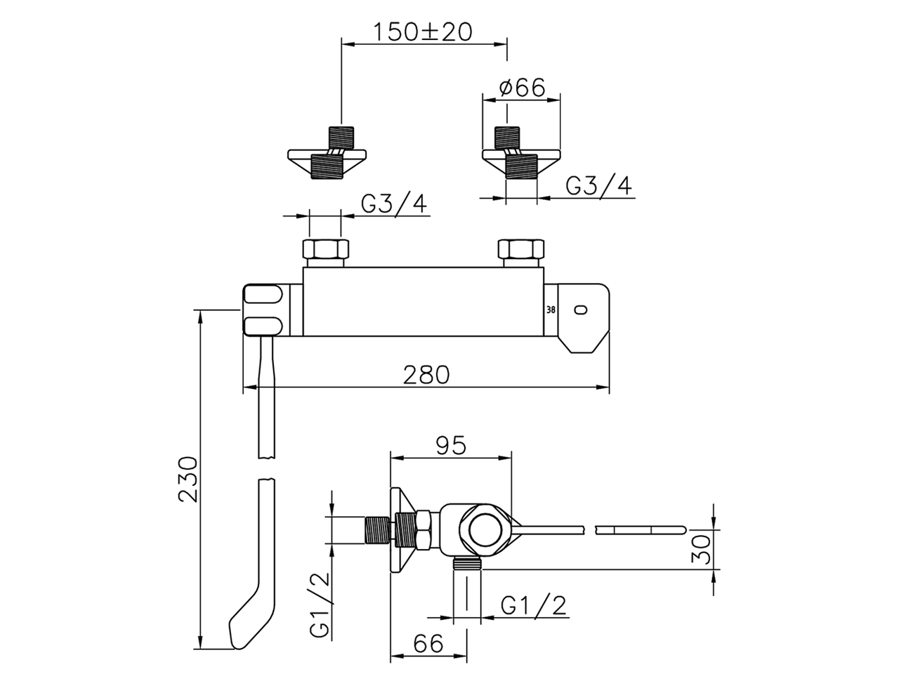 Miscelatore termostatico doccia COLLETTIVITÀ_CLT01030 - v1
