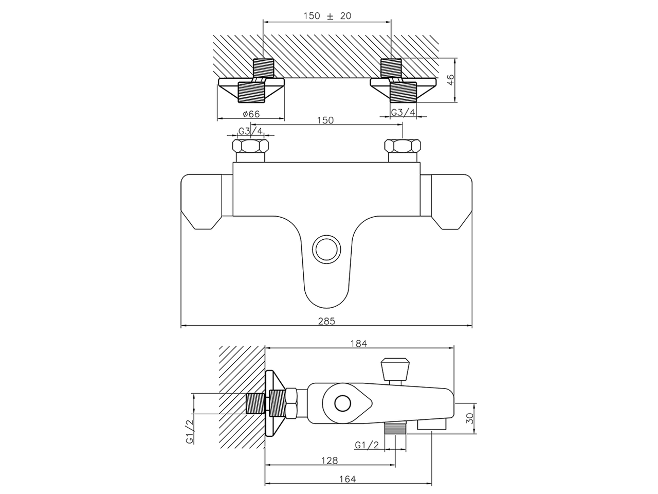 Miscelatore termostatico vasca COLLETTIVITÀ_CLT25010 - v1