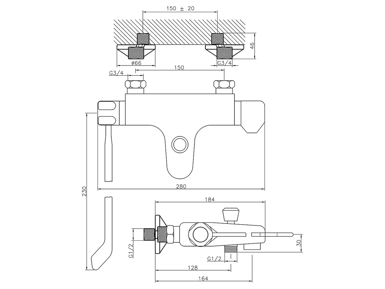 Miscelatore termostatico vasca COLLETTIVITÀ_CLT25020 - v1