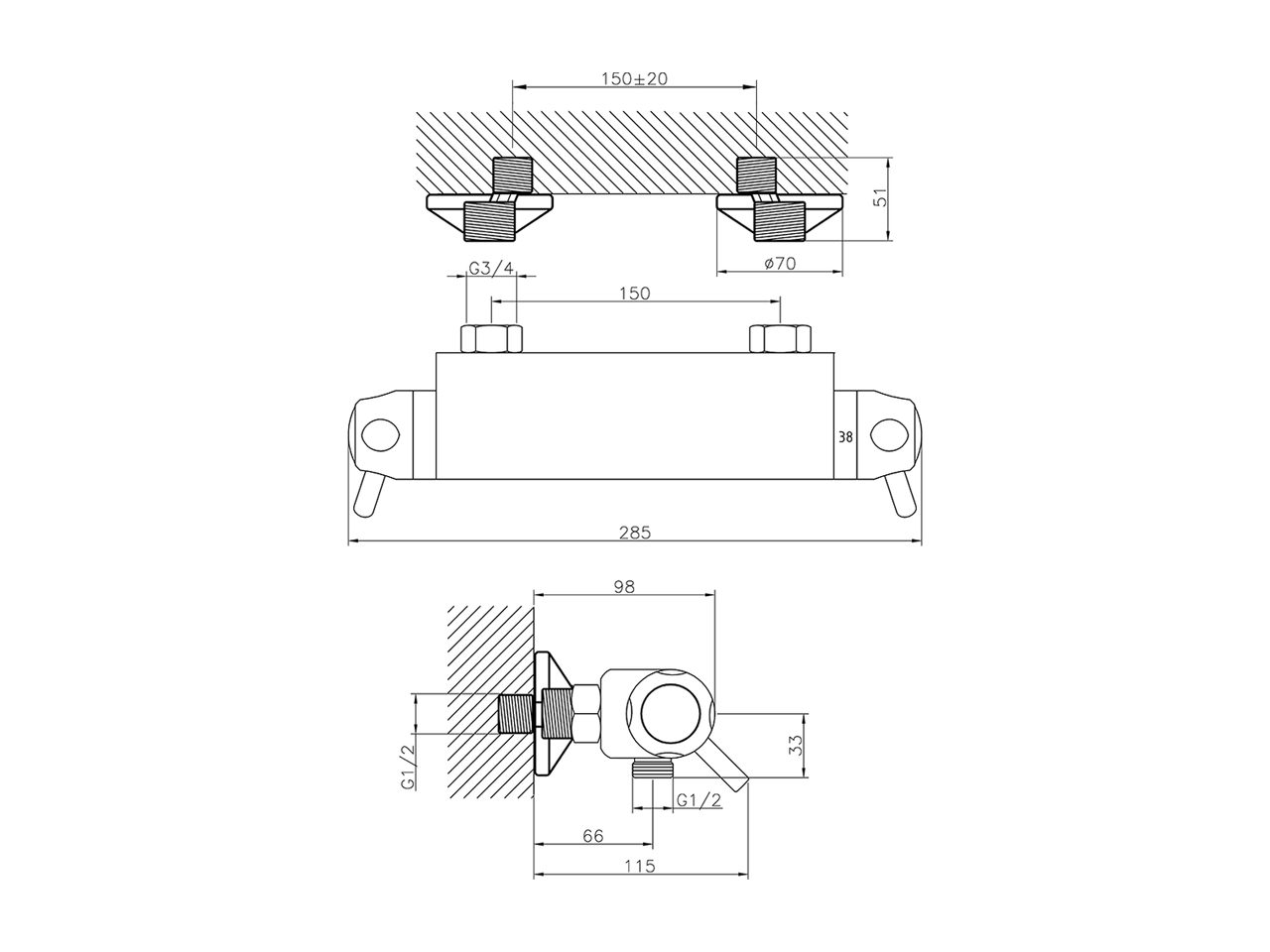 Miscelatore termostatico doccia COLLETTIVITÀ_CPT01010 - v1