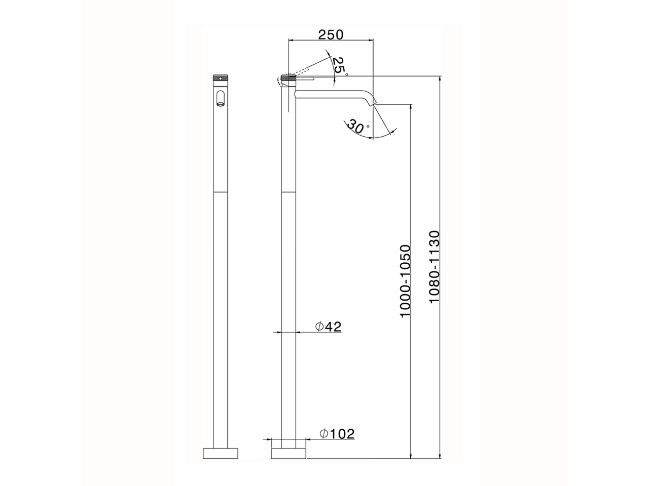Parte esterna monocomando lavabo a pavimento CHRONOS_CR014510 - v1