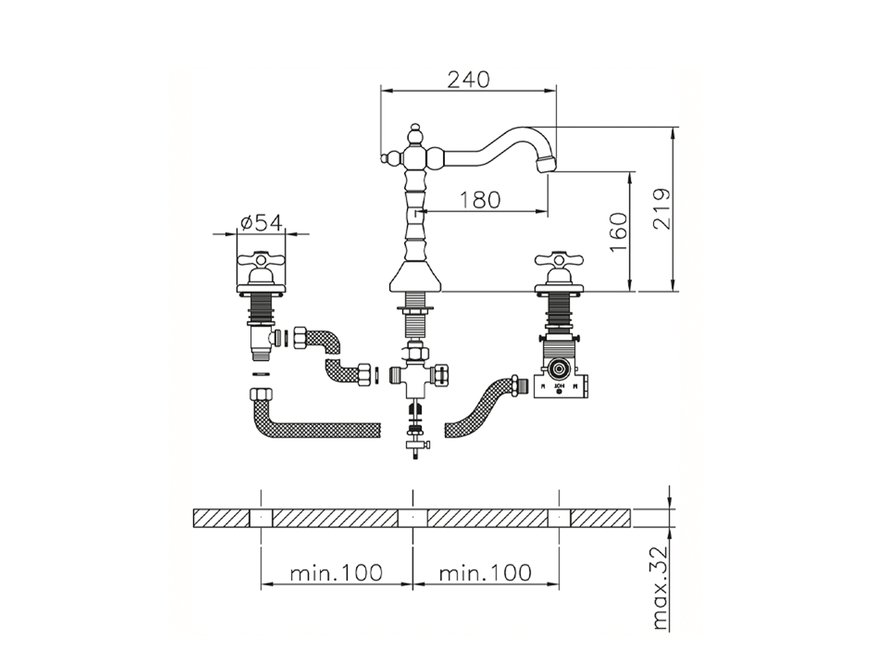 Miscelatore termostatico lavabo 3 fori CROISETTE_CST72010 - v1