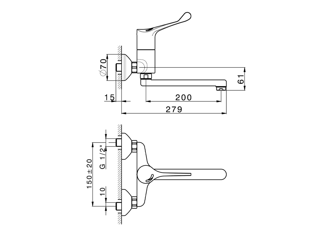 Miscelatore lavabo Termo Sequenziale HTS Basic COLLETTIVITÀ_HBT70000 - v1