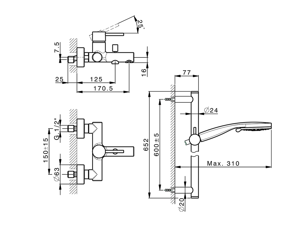 Miscelatore monocomando vasca completo NUOVA KIRUNA_K2000060 - v1