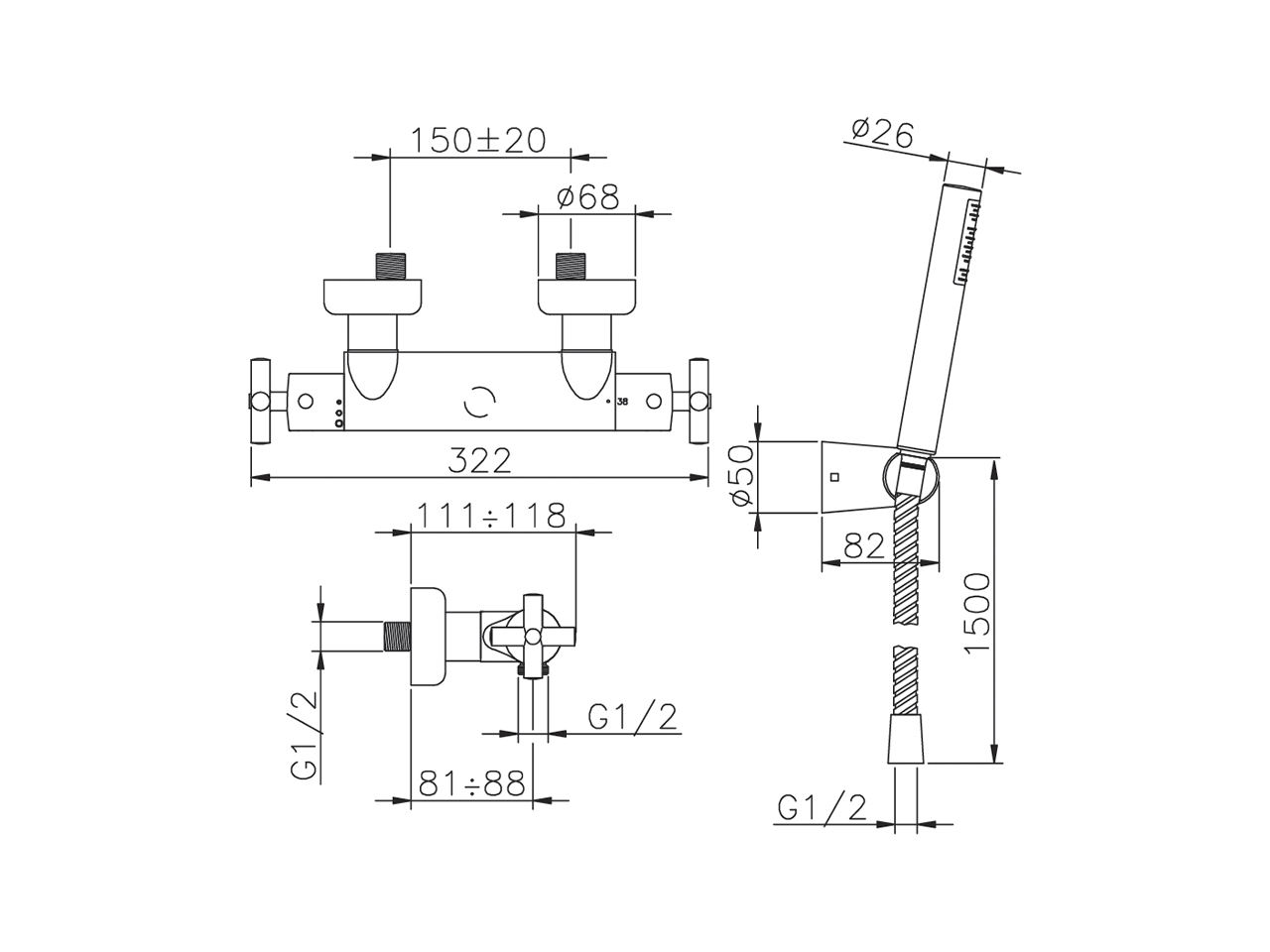 Miscelatore termostatico doccia completo SUITE_SUD01010 - v1