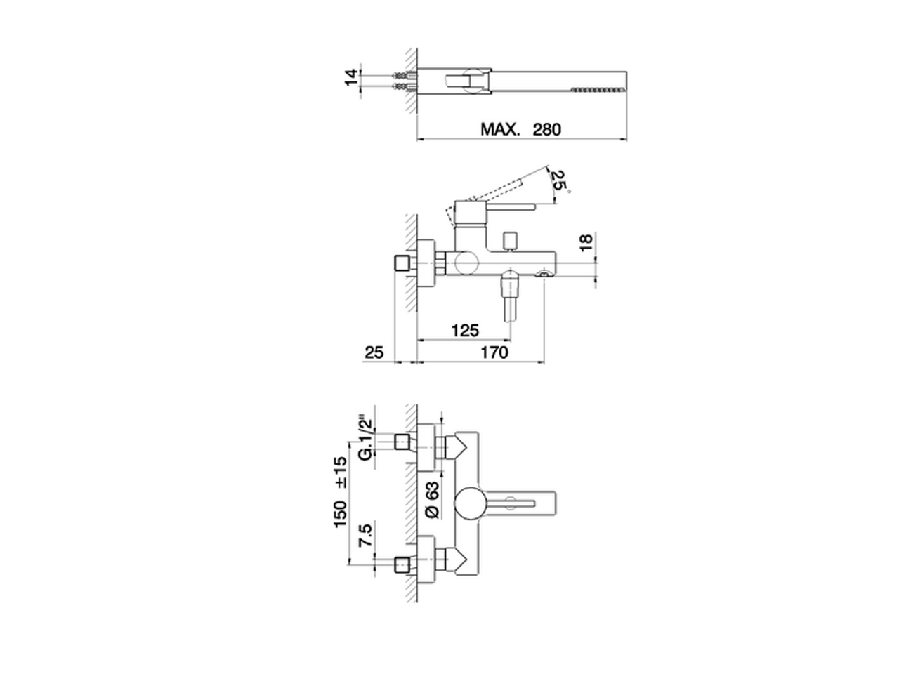 Miscelatore monocomando vasca completo TRATTO EVO_TV000120 - v1