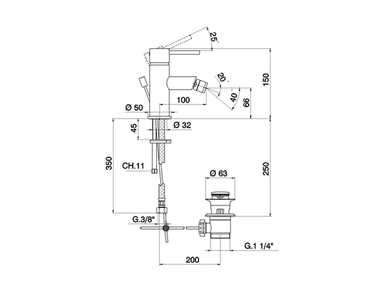 Miscelatore monocomando bidet TRATTO EVO_TV000550 - v1