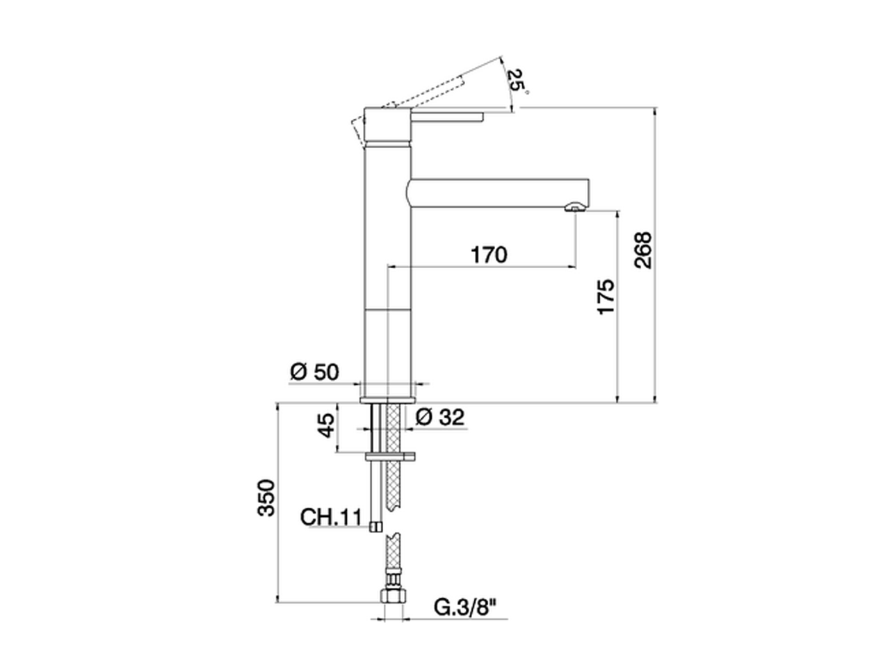 Miscelatore monocomando lavabo medio TRATTO EVO_TV001500 - v1