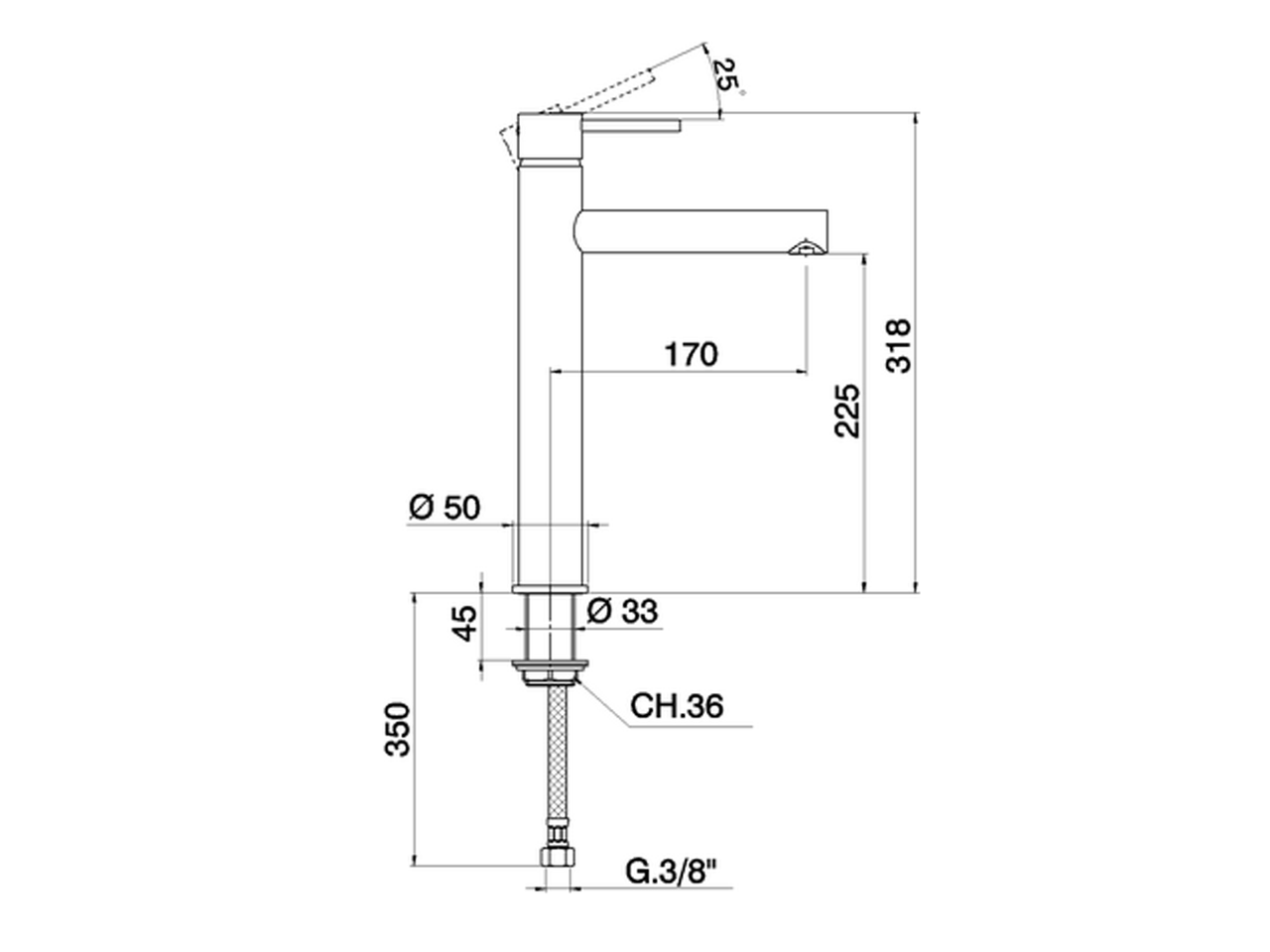 Miscelatore monocomando lavabo alto TRATTO EVO_TV003540 - v1