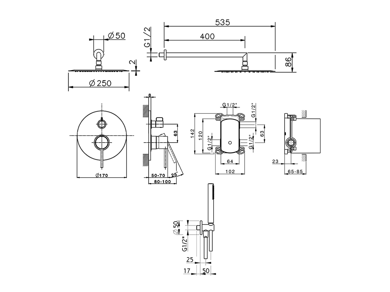 Kit completo miscelatore monocomando docc. incasso TRATTO EVO_TV0KM020 - v1