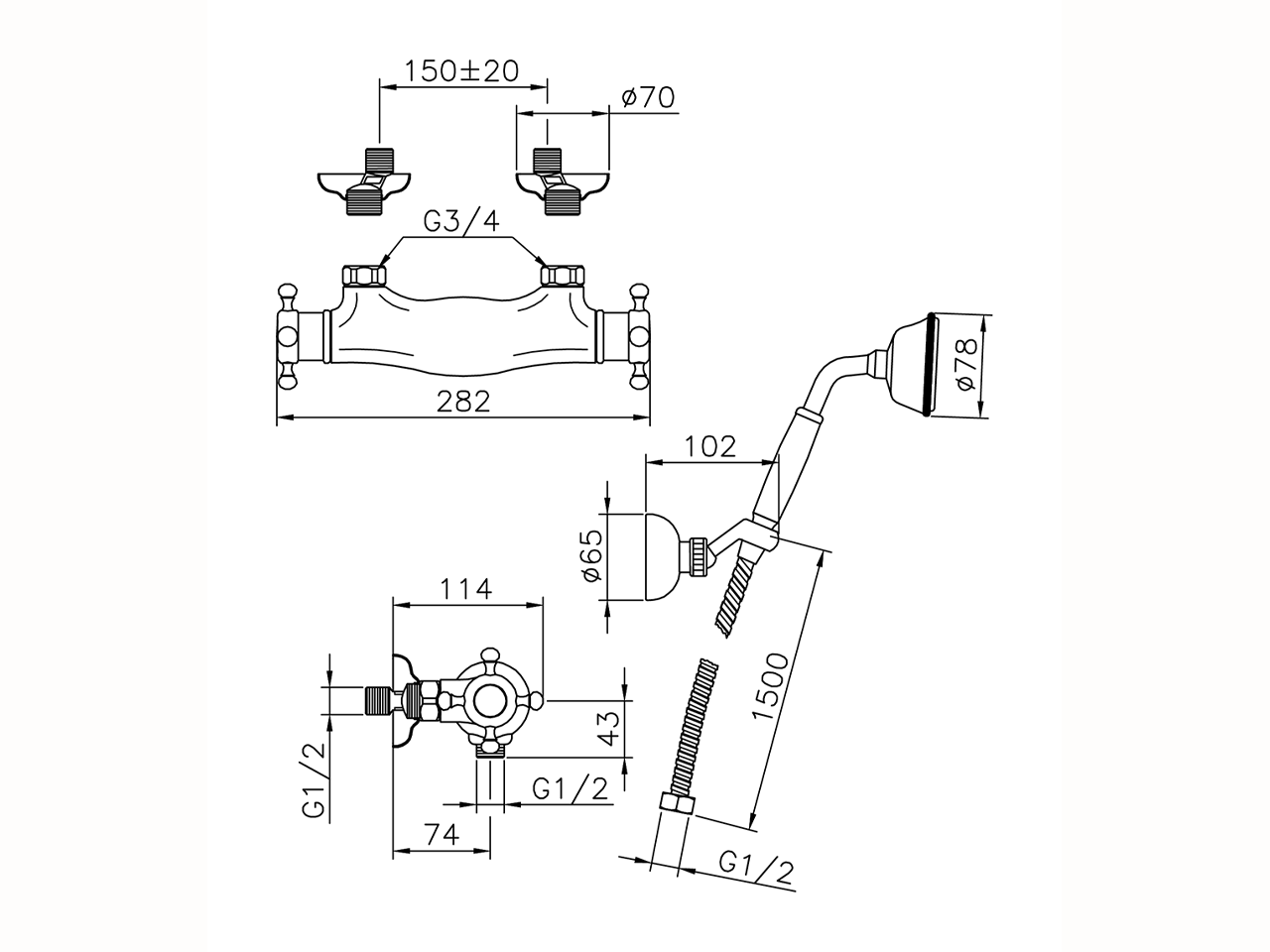 Miscelatore termostatico doccia completo VICTORIAN_VTD01010 - v1