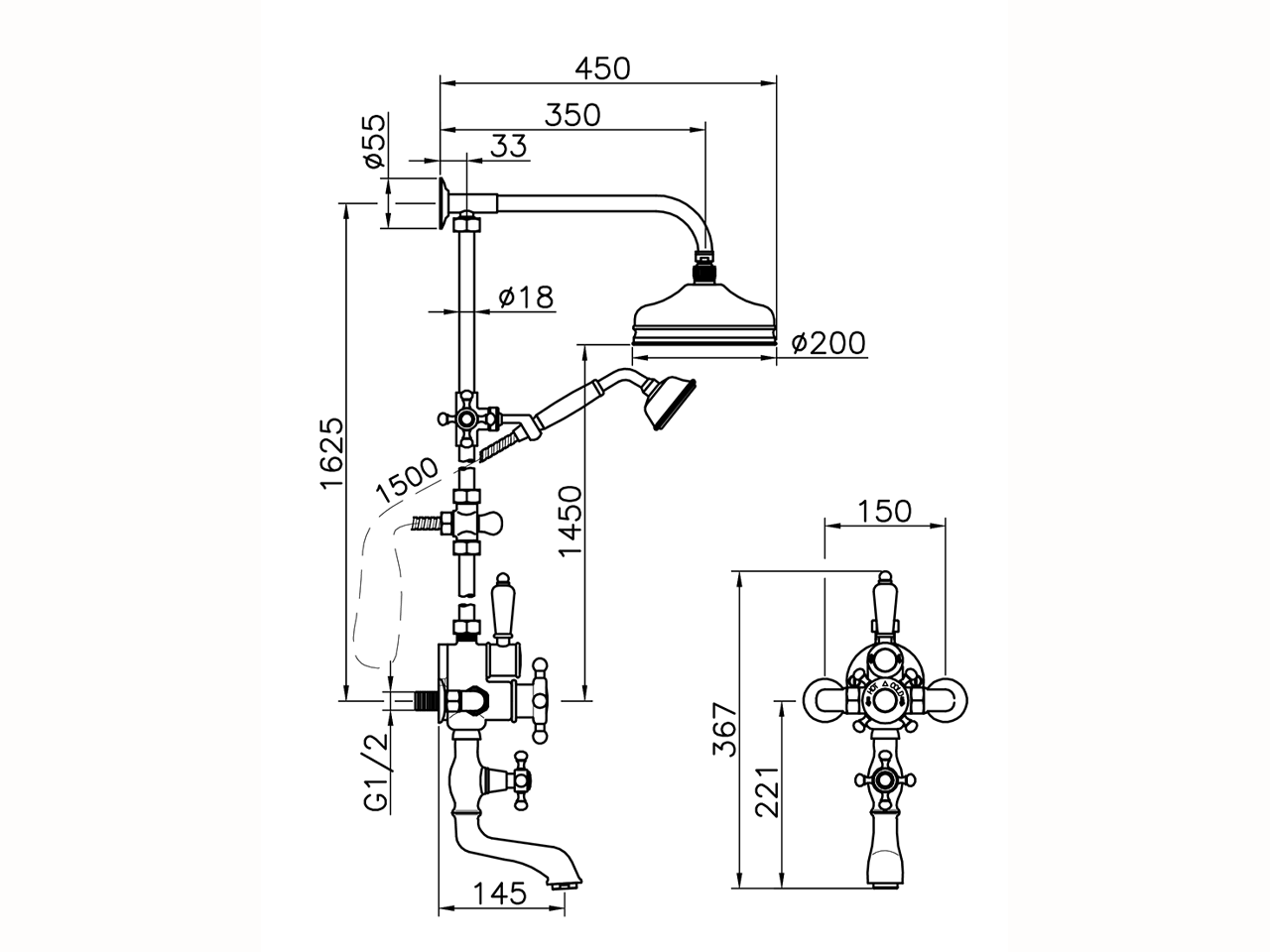 Colonna vasca termostatica 3 funzioni COLUMNS_592.VT21H. - v1