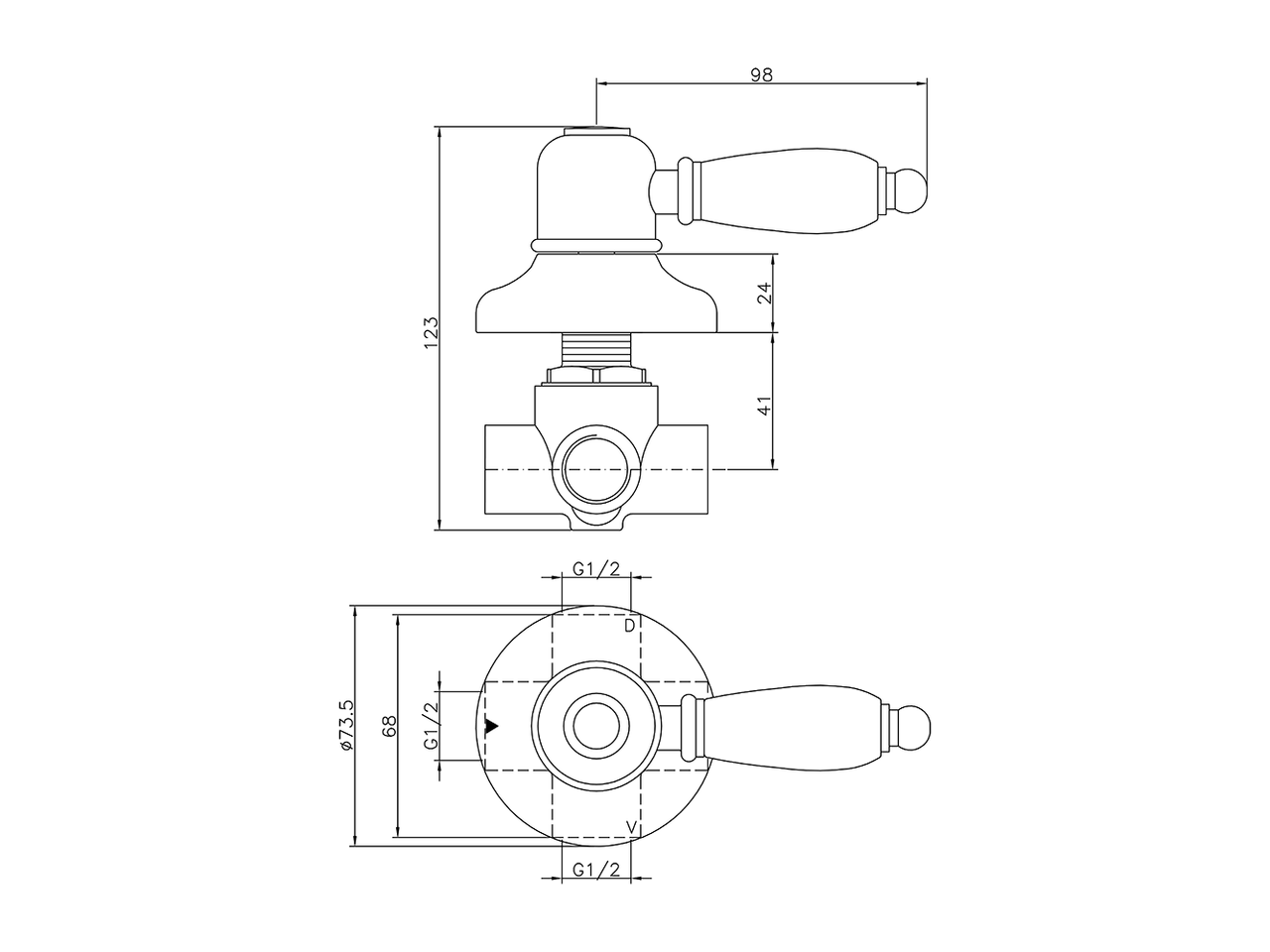 Deviatore incasso 2 uscite CROISETTE_653.CS01H. - v1