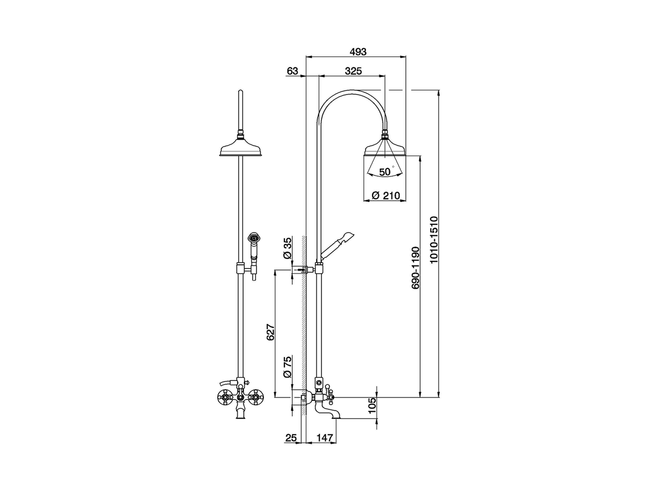 Colonna miscelatore vasca 3 funzioni CROISETTE_AC904151 - v1