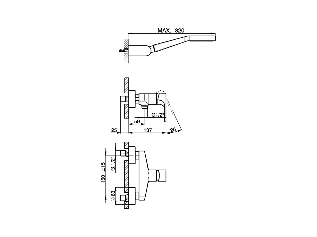 Miscelatore monocomando doccia completo H3_AH000450 - v1