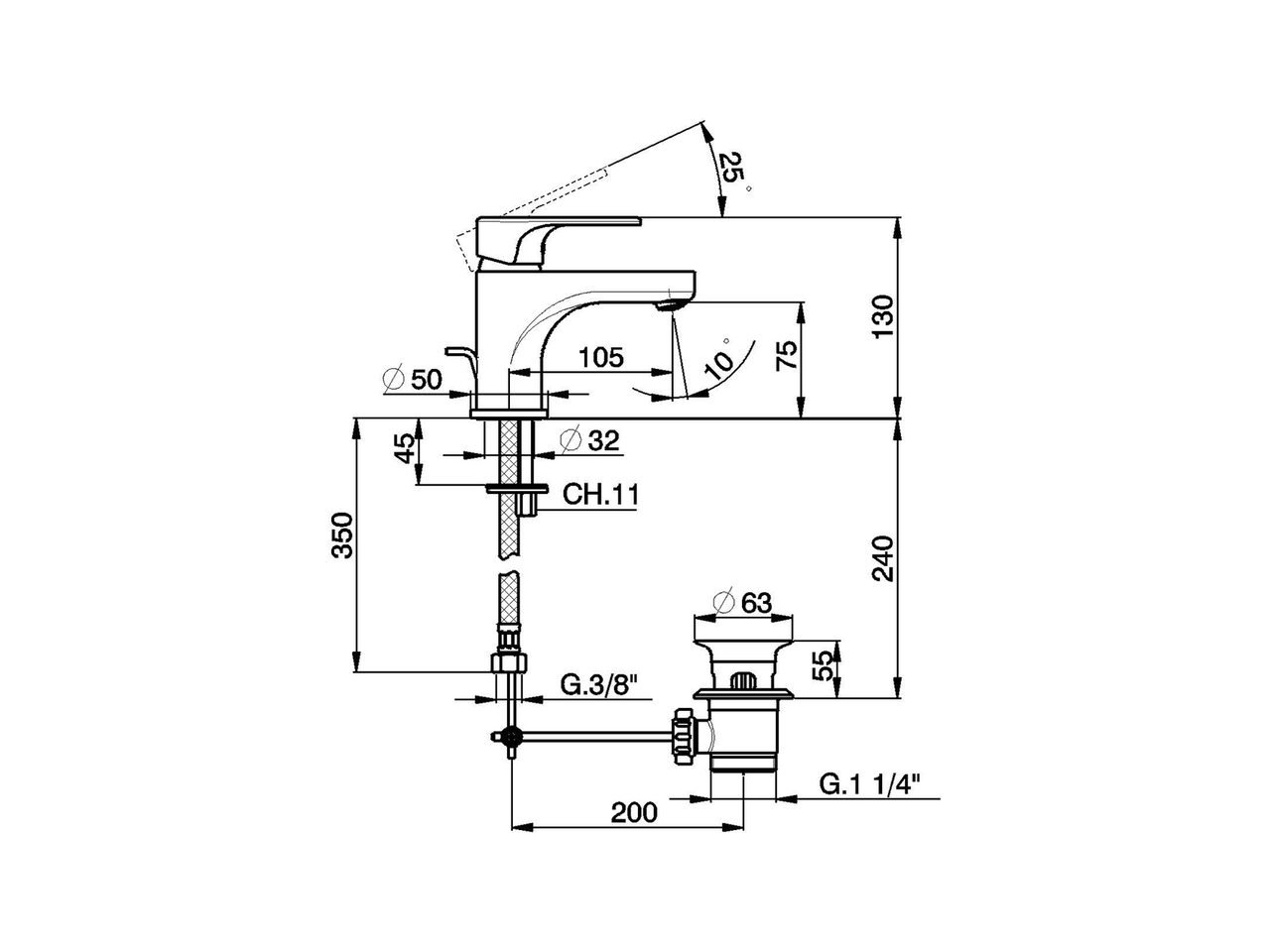 Miscelatore monocomando lavabo H3_AH000510 - v1