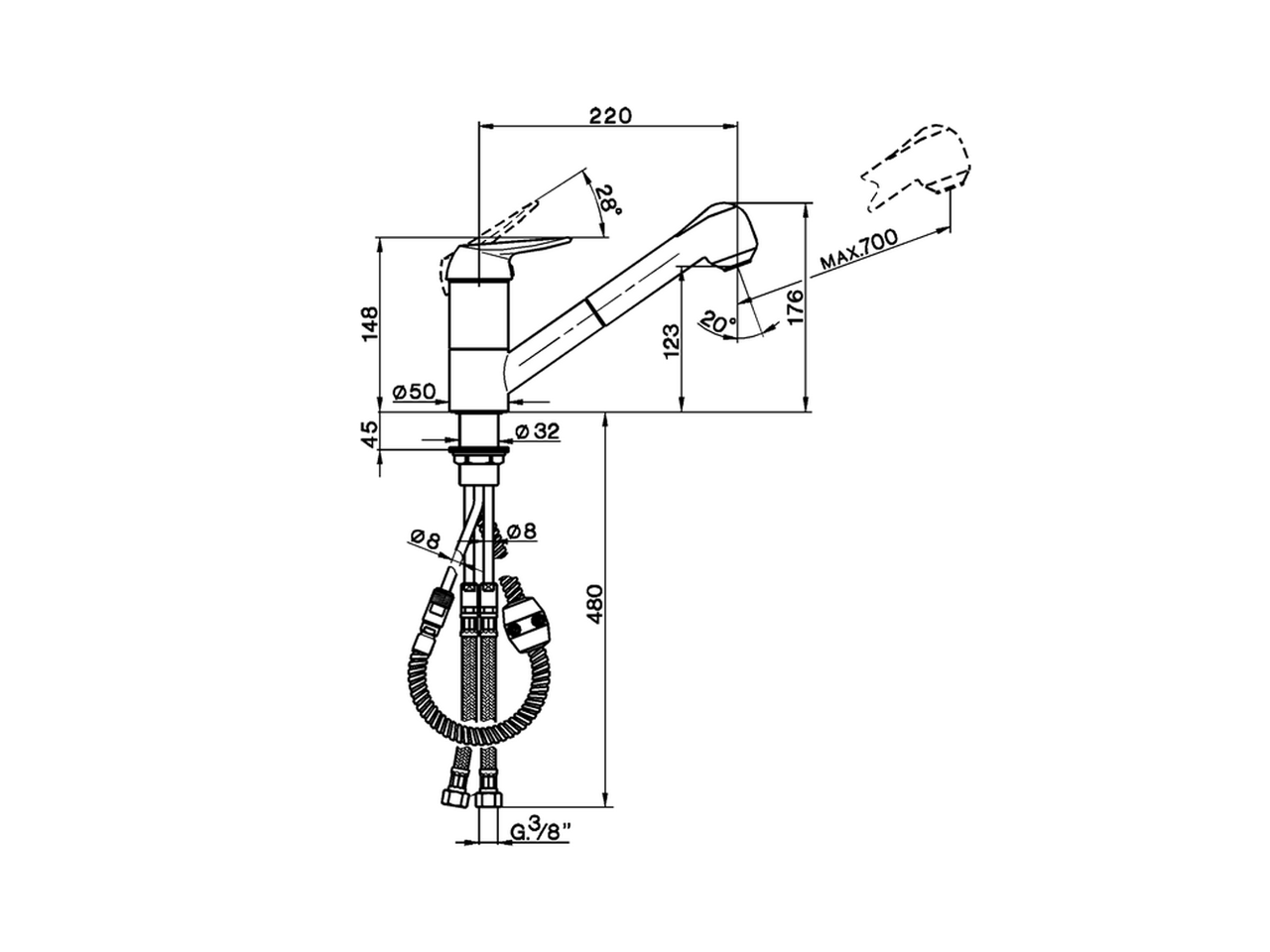 Miscelatore monocomando lavello docc. estraibile KITCHEN_AT402570 - v1