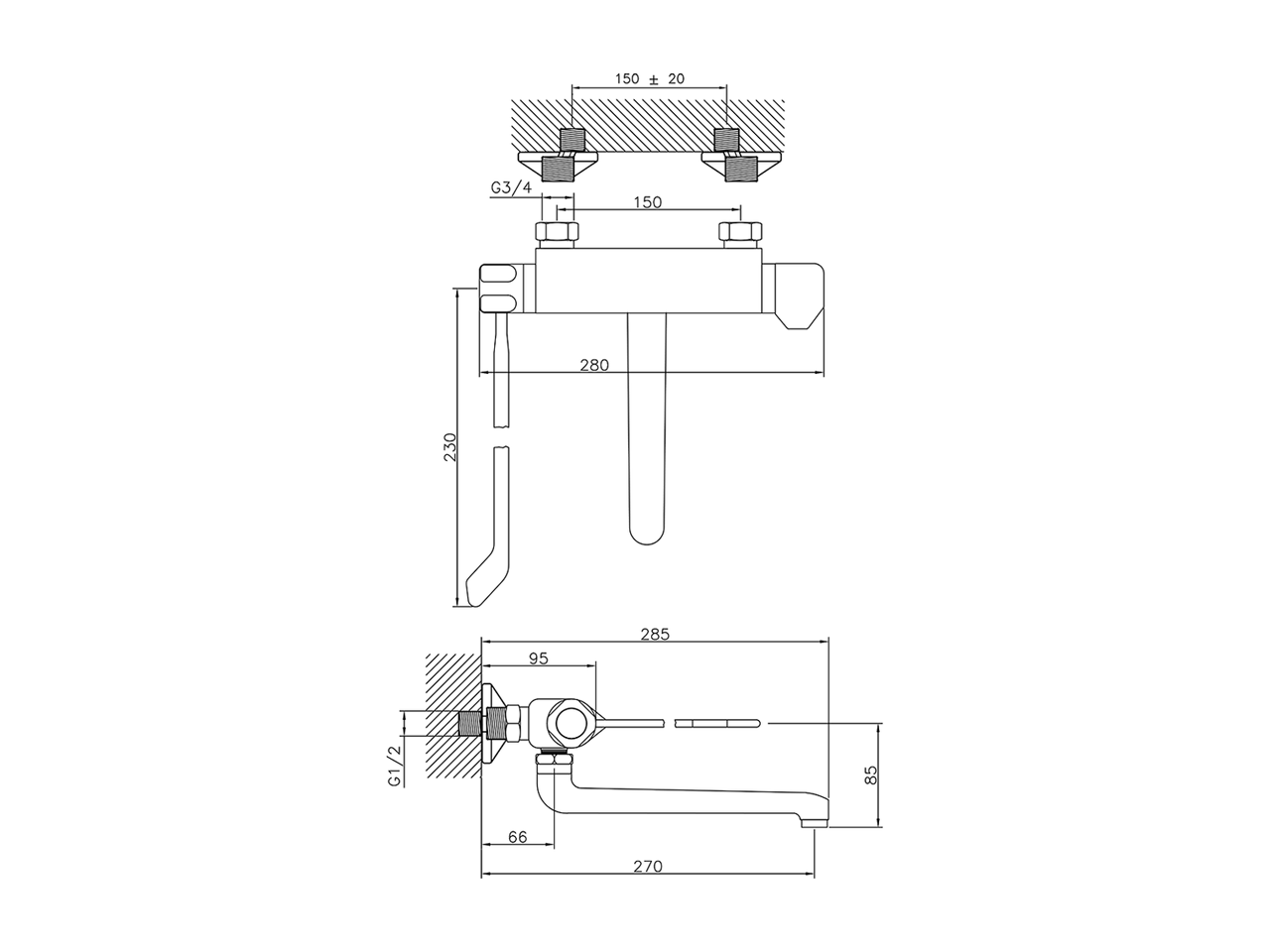 Miscelatore termostatico lavello a parete THERMO_CLT70020 - v1