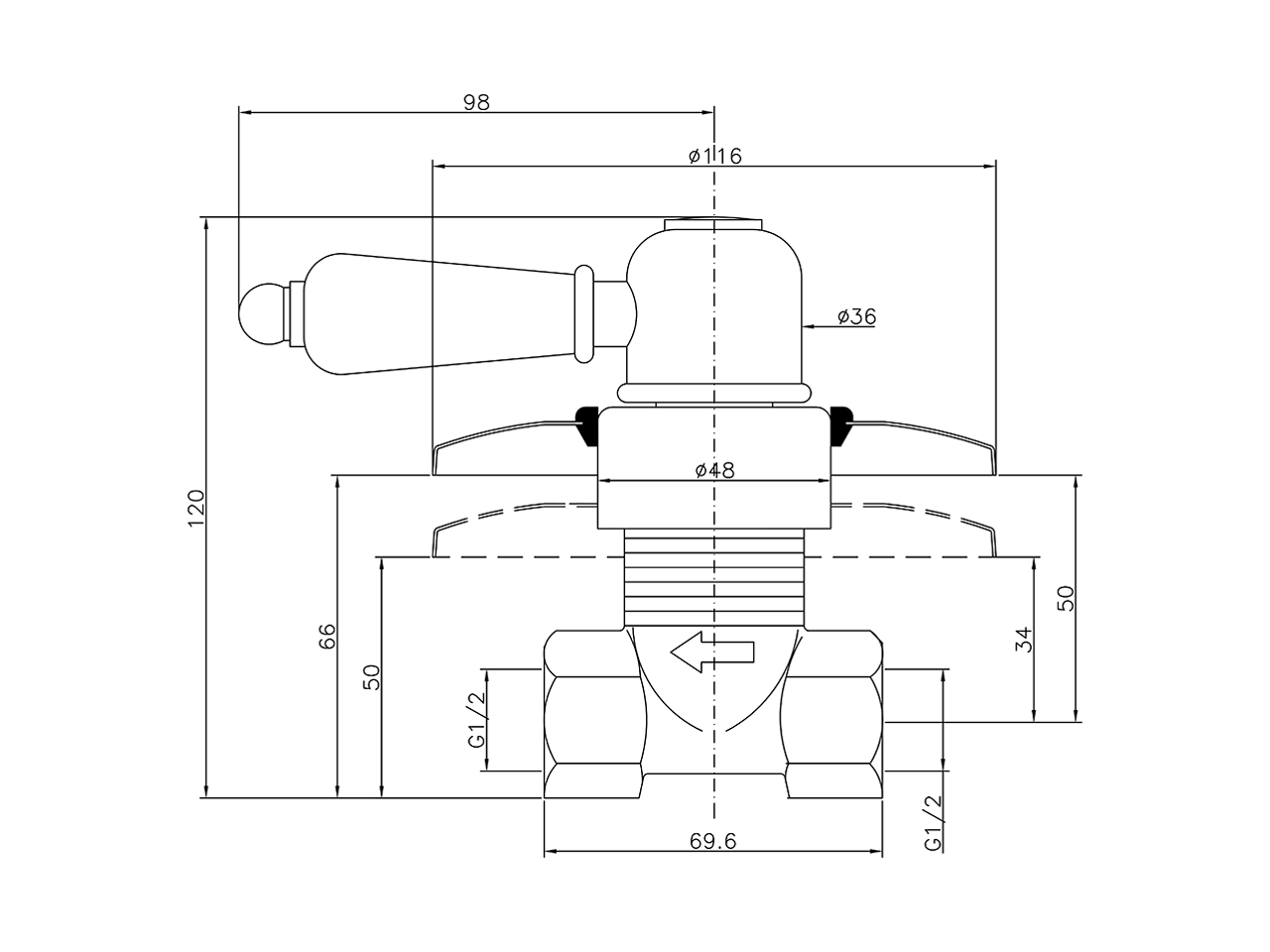 Rubinetto d'arresto incasso CROISETTE_CS000310 - v1