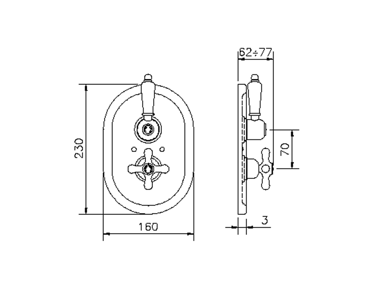Parte esterna termostatico doccia incasso 1 uscita CROISETTE_CS007280 - v1