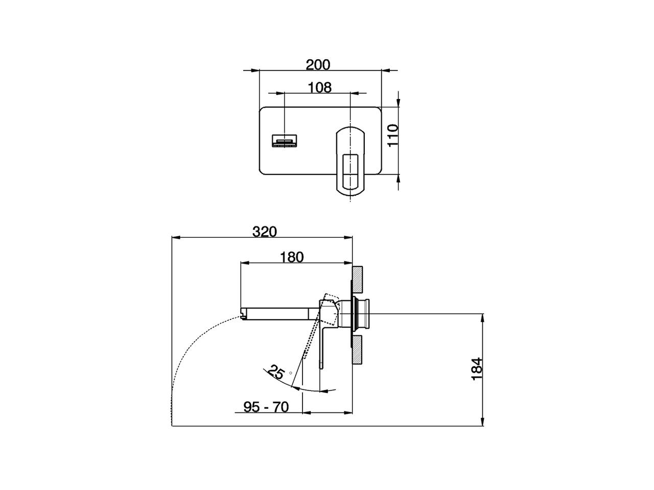 Parte esterna monocomando lavabo a parete DADO_DC005511 - v1