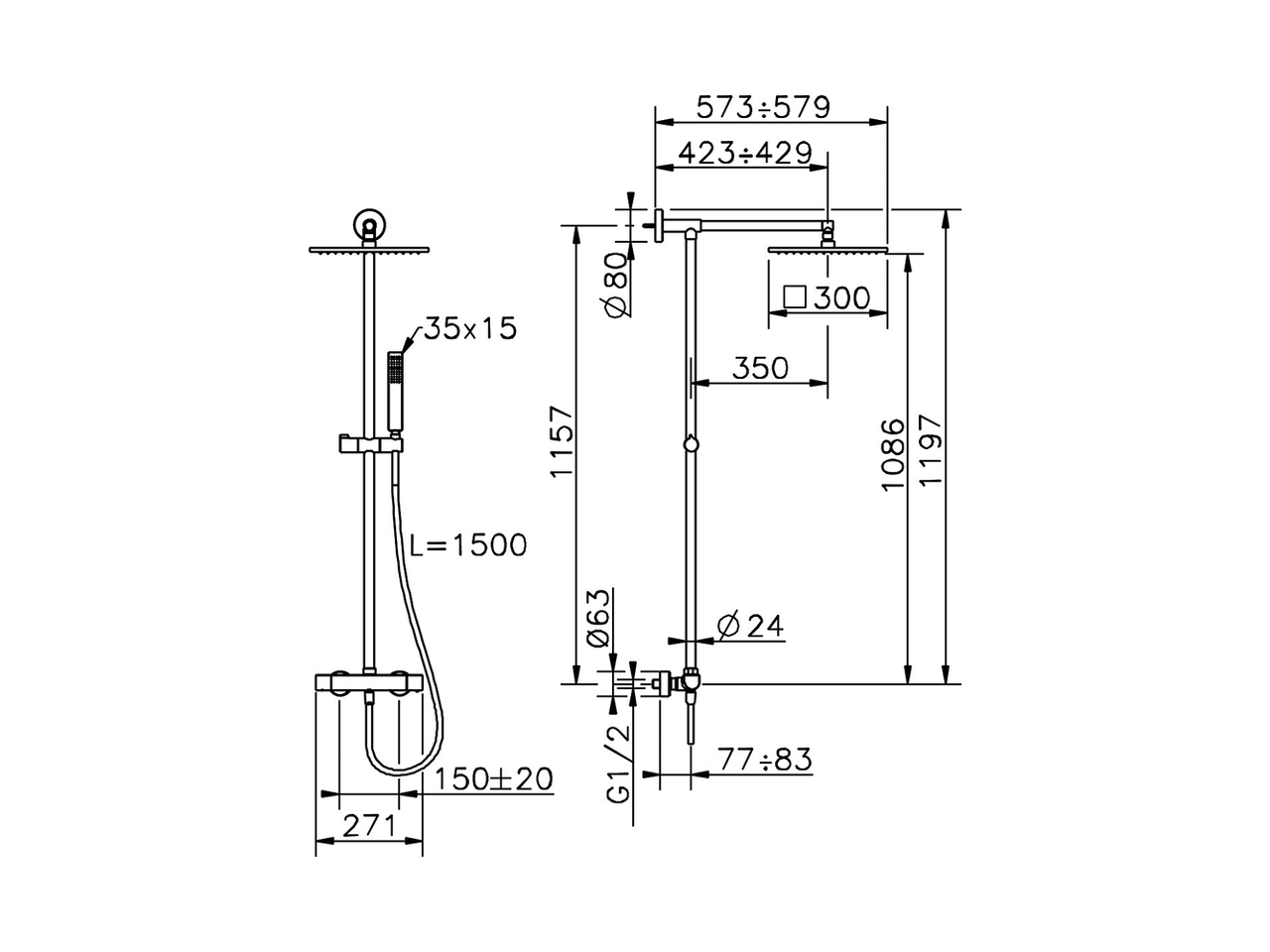 Colonna doccia termostatica 2 funzioni COLUMNS_DCC78040 - v1