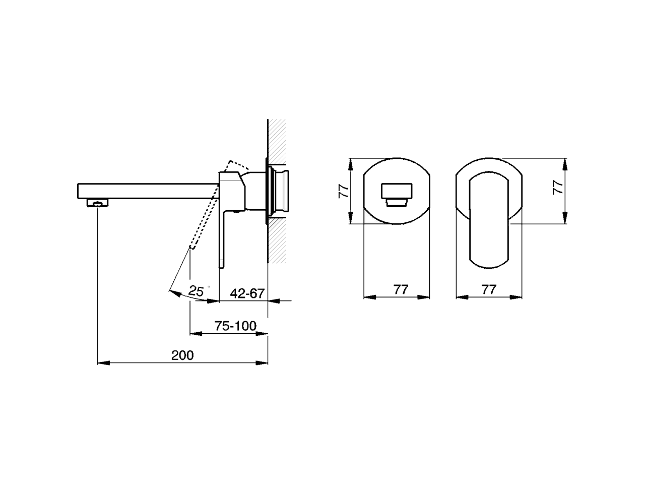 Parte esterna monocomando lavabo a parete DADO_DD005510 - v1