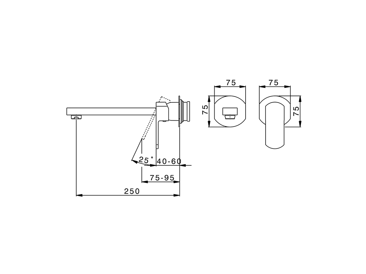 Parte esterna monocomando lavabo a parete DADO_DD005512 - v1
