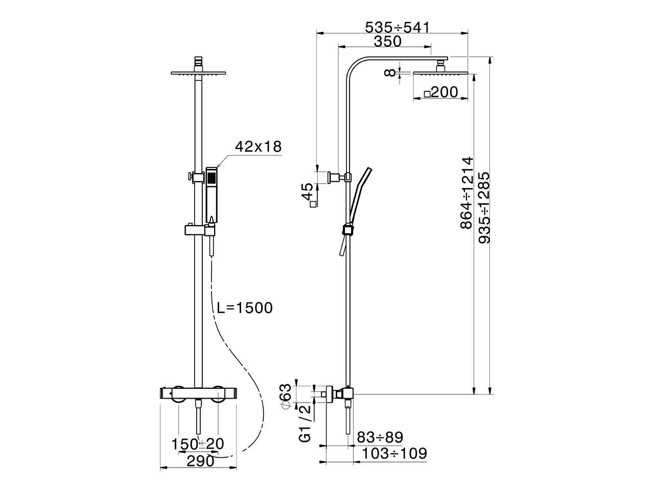 Colonna doccia termostatica 2 funzioni DADO_DDC86040 - v1