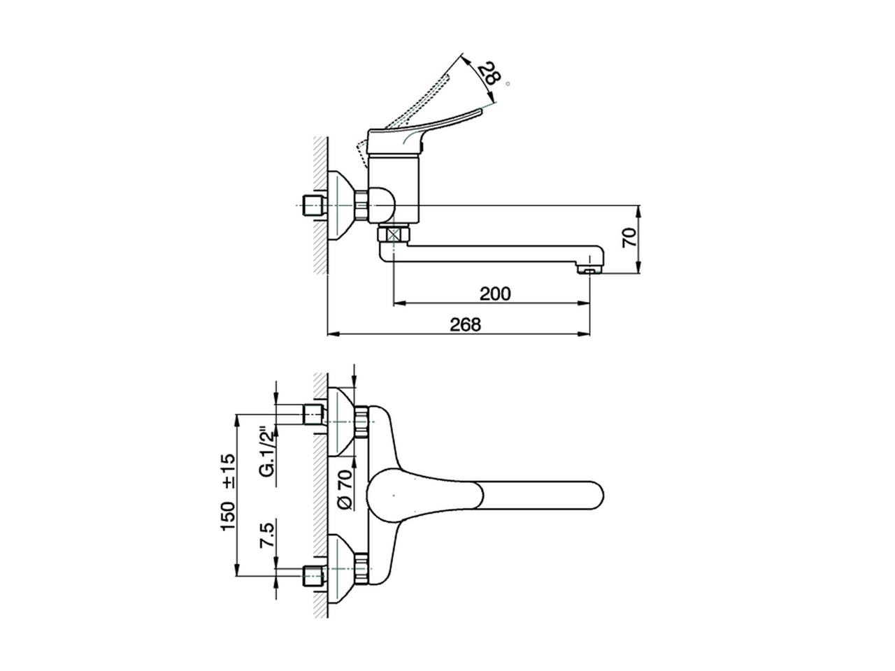 Miscelatore monocomando lavello a parete KITCHEN_FU700400 - v1