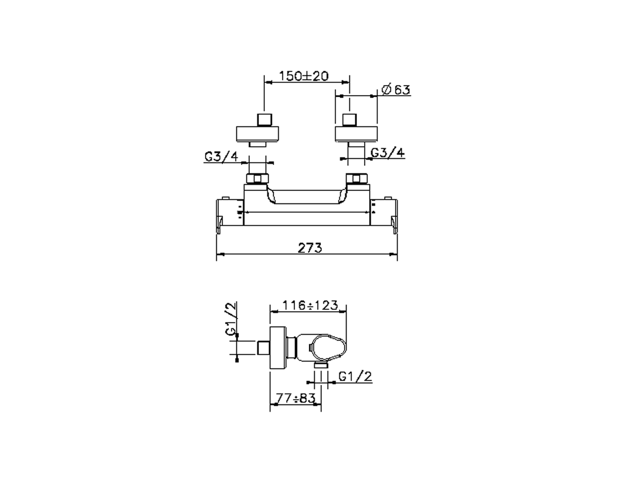 Miscelatore termostatico doccia H3_H3T01015 - v1