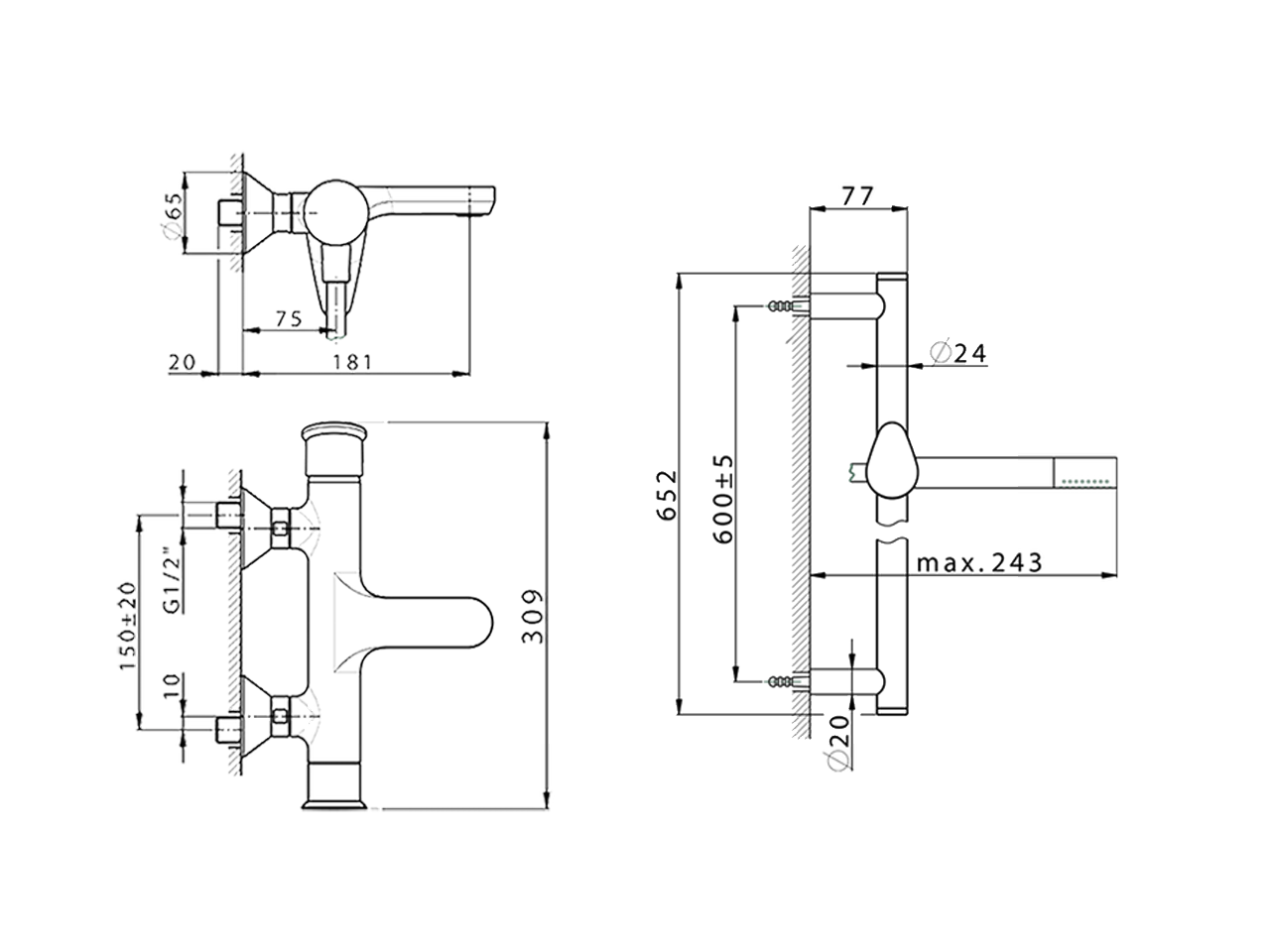 Miscelatore monocomando vasca completo HARLOCK_HC000064 - v1