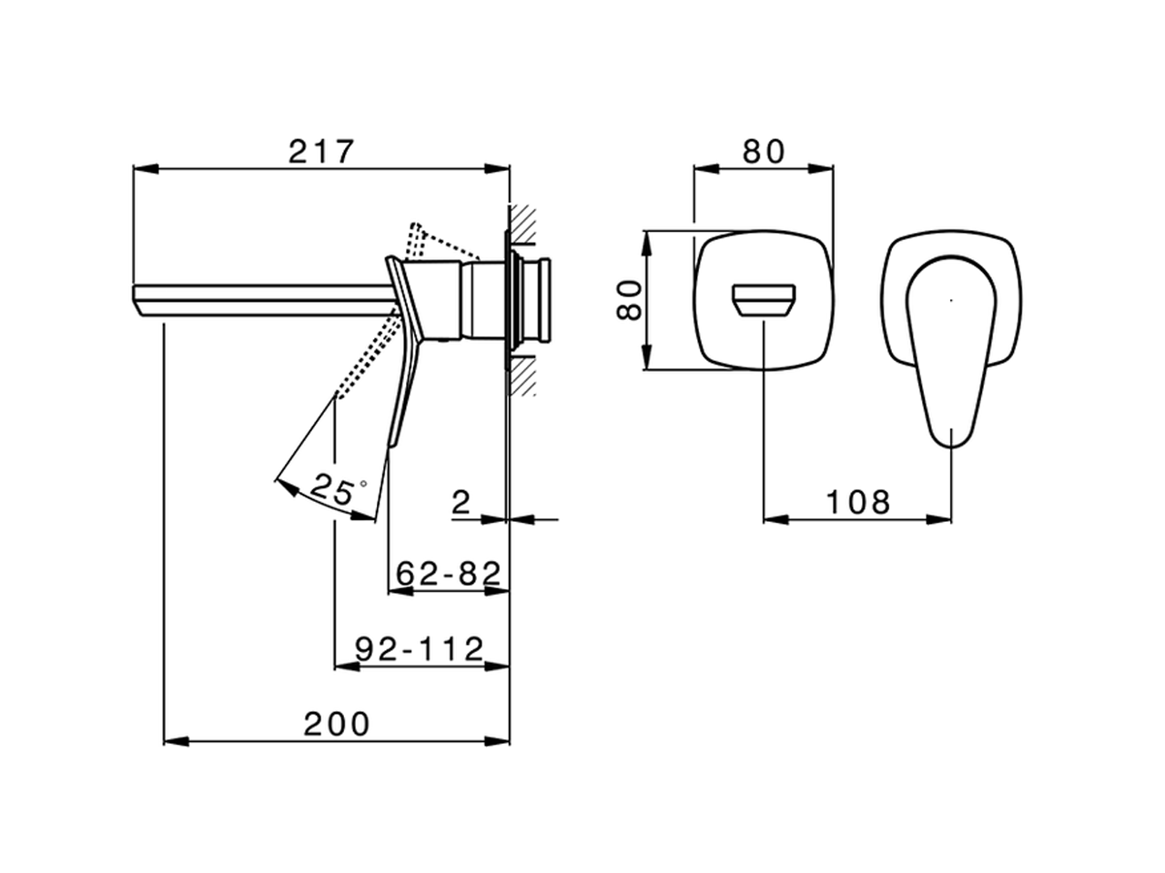 Parte esterna monocomando lavabo a parete HARLOCK_HC005511 - v1