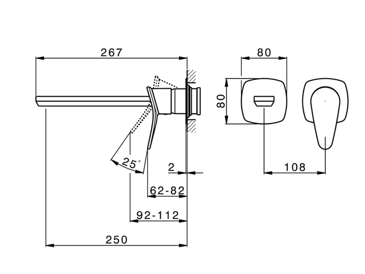 Parte esterna monocomando lavabo a parete HARLOCK_HC005512 - v1