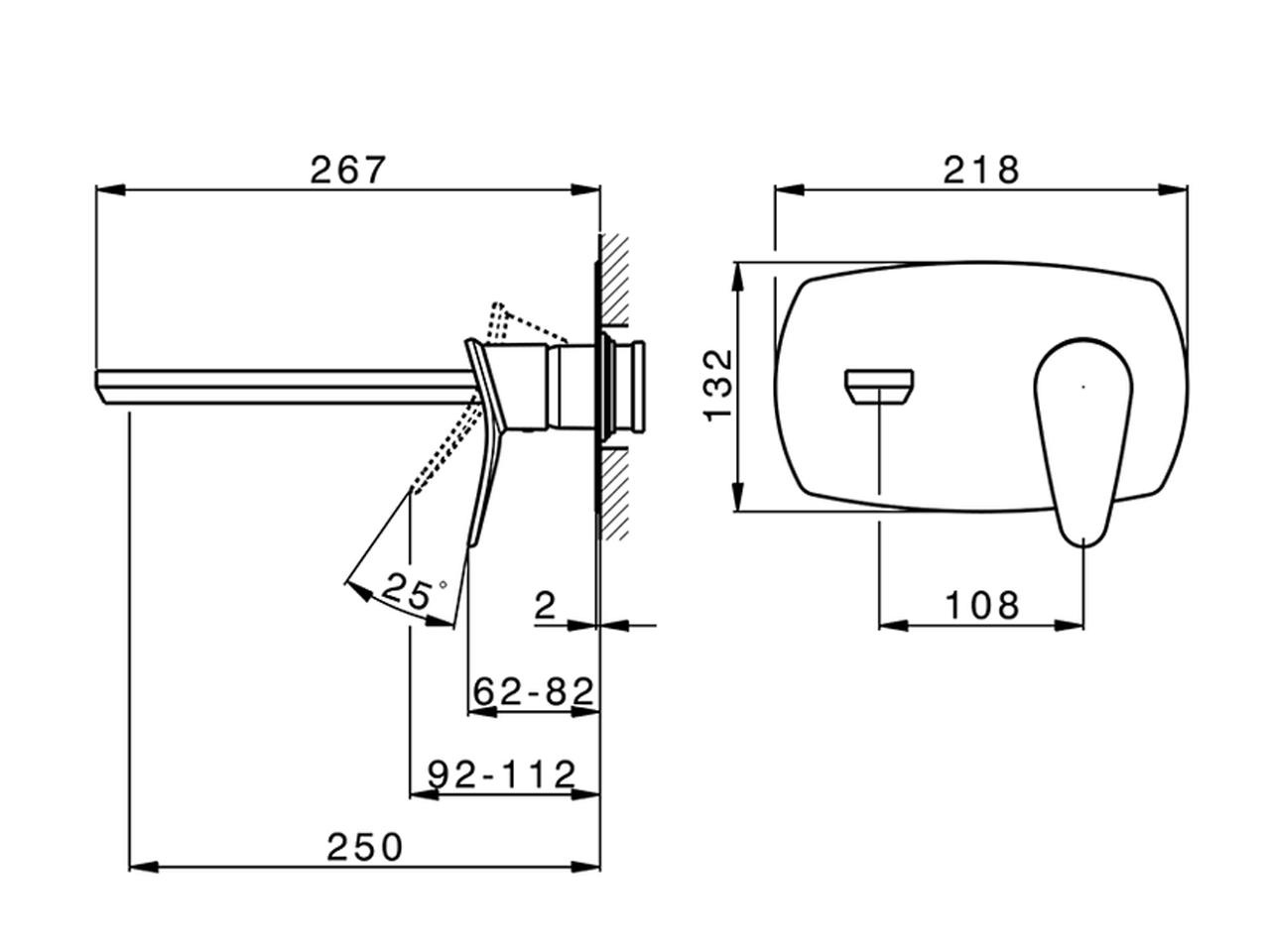 Parte esterna monocomando lavabo a parete HARLOCK_HC005515 - v1