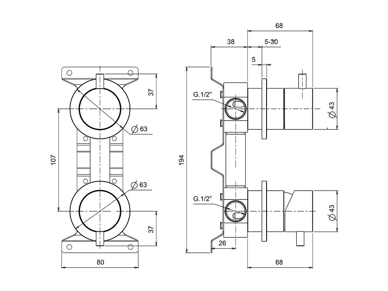 Miscelatore monocomando vasca-doccia incasso LYNOX_LX000215 - v1