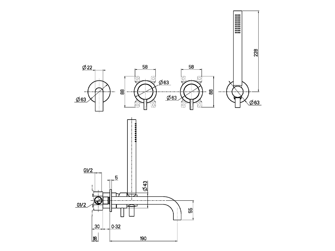 Miscelatore monocomando vasca incasso LYNOX_LX001101 - v1