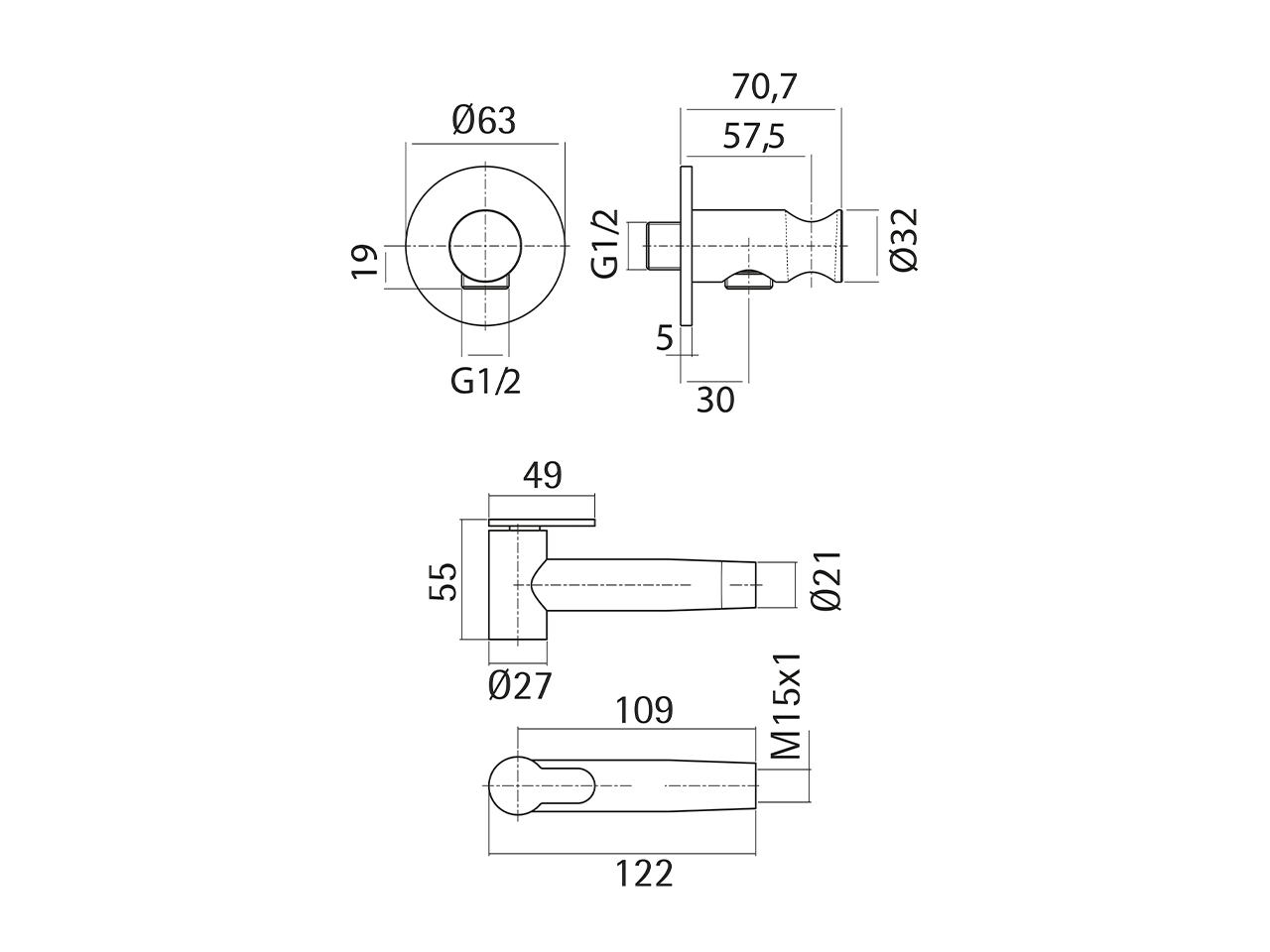 Set doccetta igienica completo Inox AISI 304 LYNOX_LX007915 - v1
