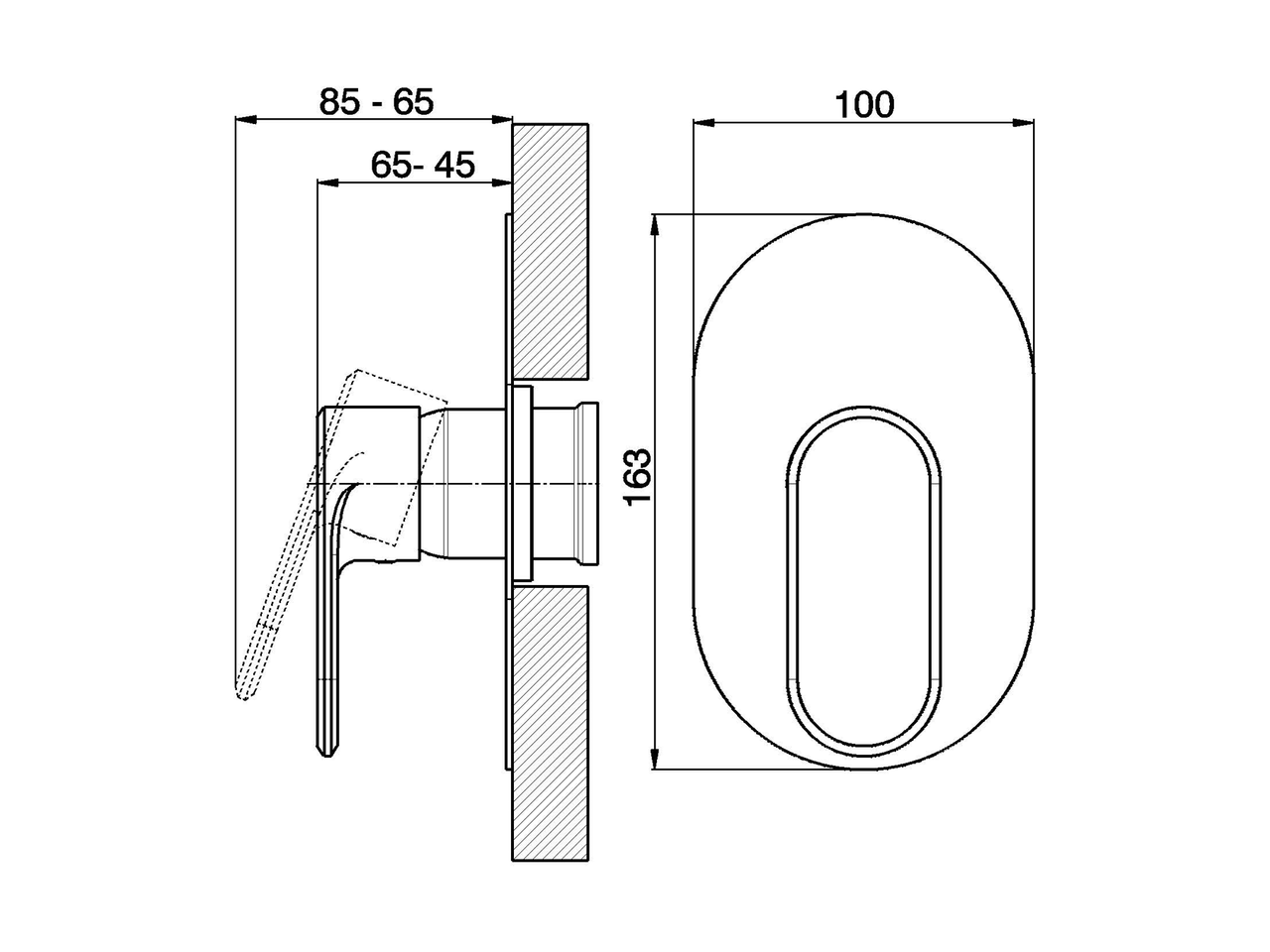 Parte esterna monocomando doccia incasso LEVITY_LY003000 - v1