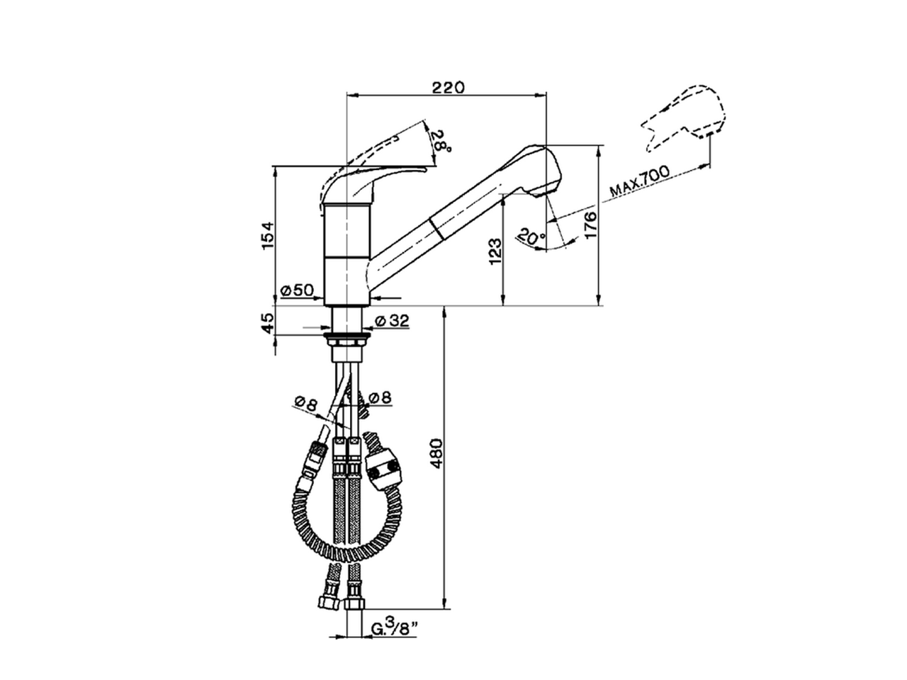 Miscelatore monocomando lavello docc. estraibile KITCHEN_PE002570 - v1
