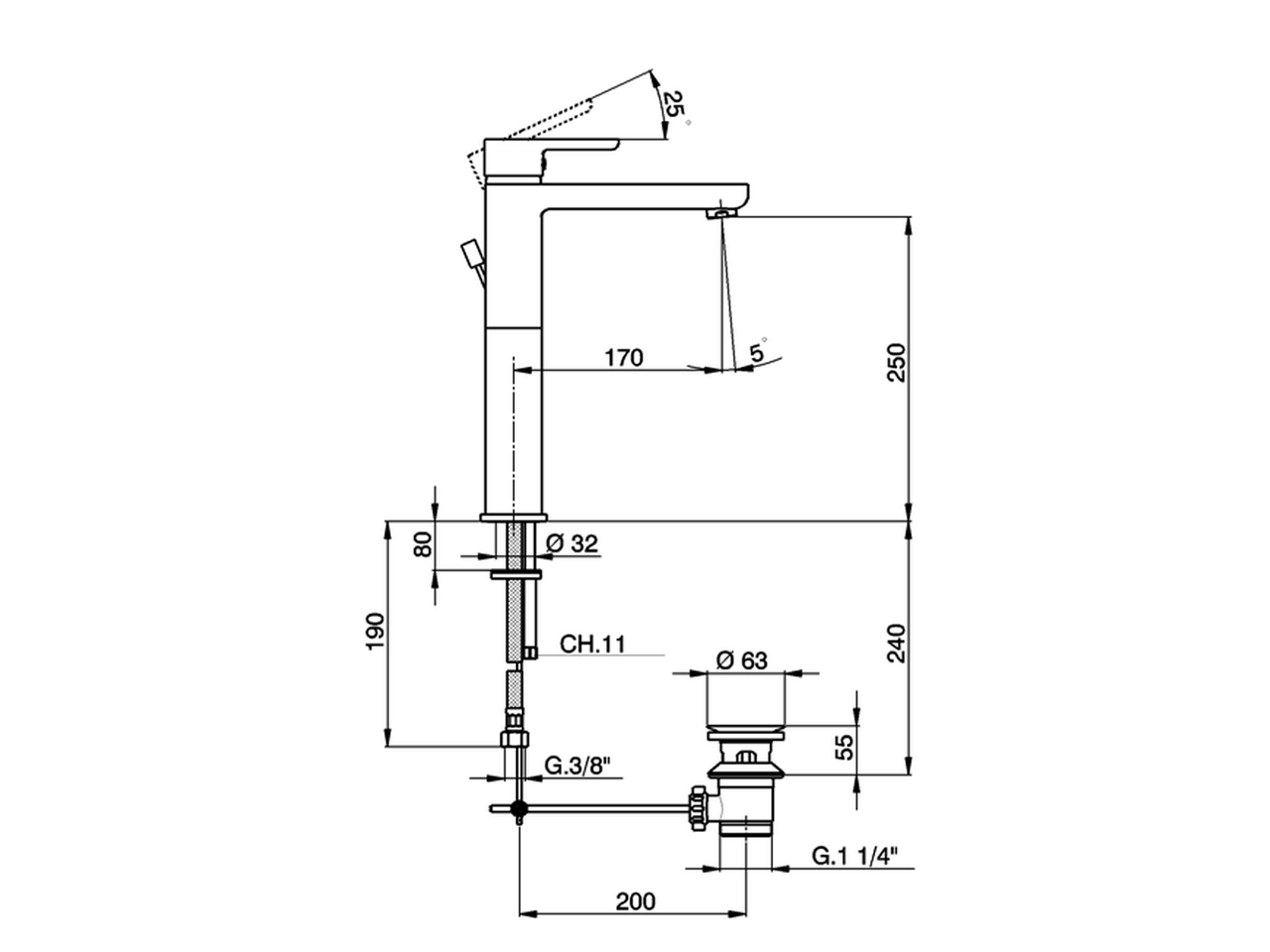 Miscelatore monocomando lavabo alto SOFT_SF001520 - v1