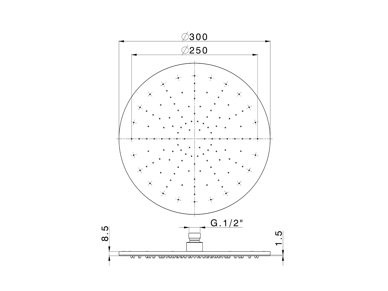 Soffione a braccio ispezionabile Ø 300 mm SHOWER_SS020020 - v1