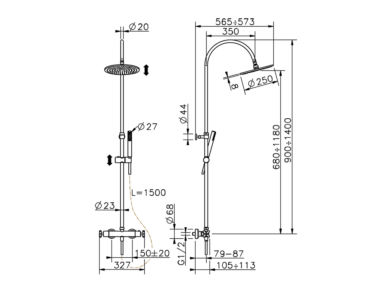 Colonna doccia termostatica 2 funzioni SUITE_SUC80010 - v1