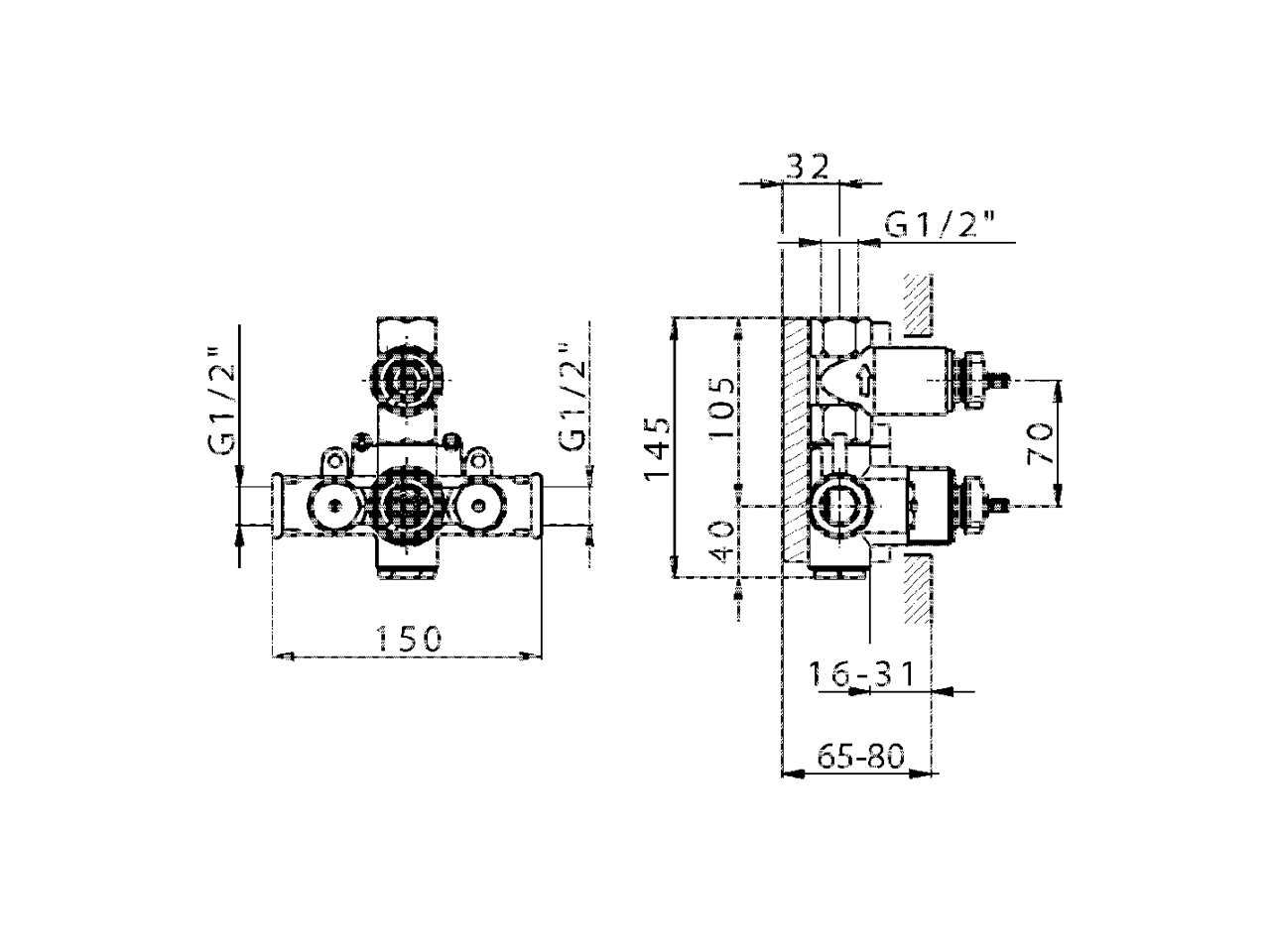 Parte incasso termostatico doccia 1 uscita INCASSO_ZB007281 - v1
