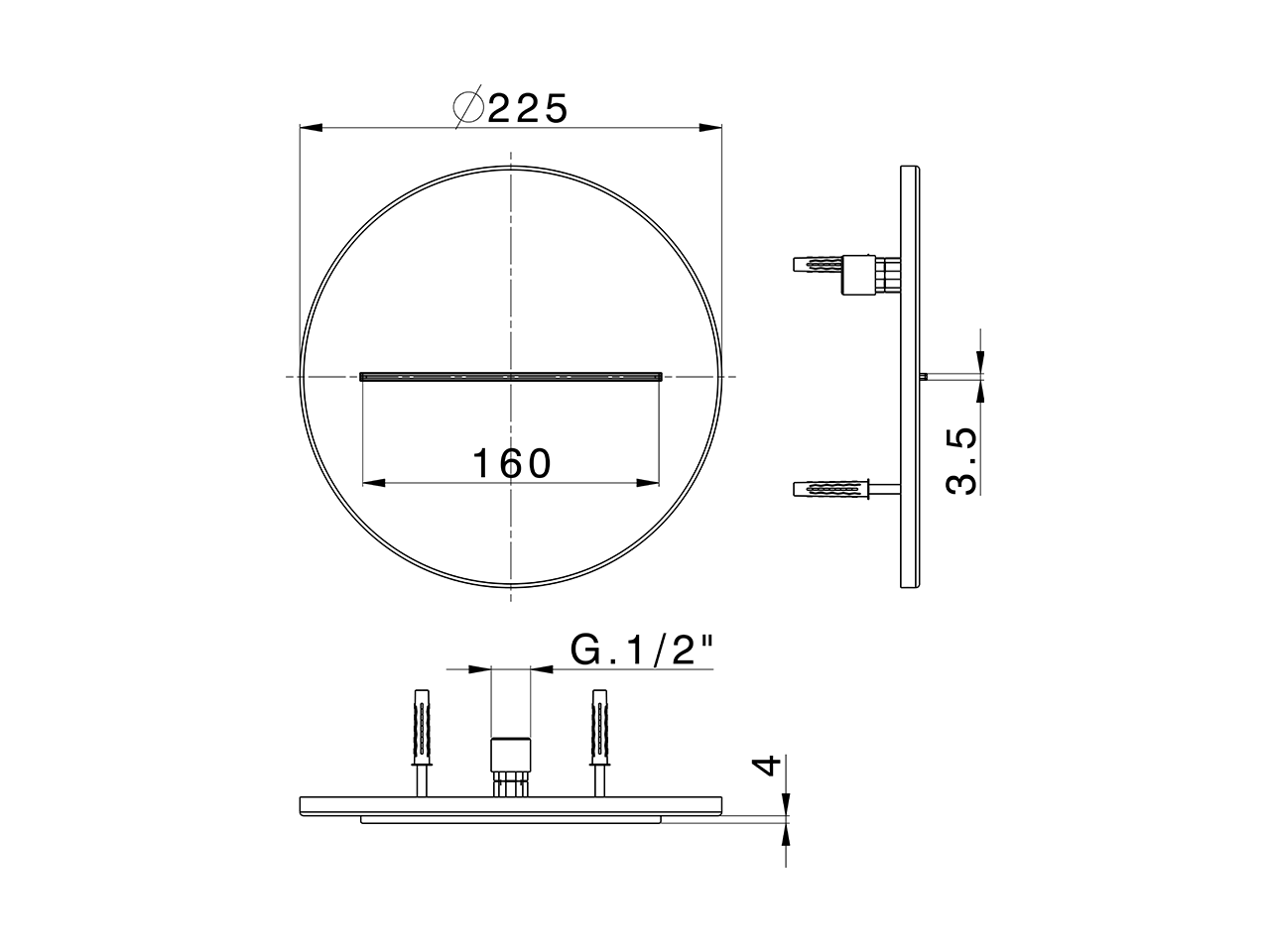 Cascata a parete filo muro Ø 225 mm ZEN_ZS129130 - v1