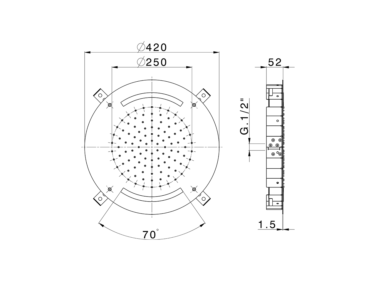 Soffione a soffitto con cromoterapia Ø 420 mm ZEN_ZS1C0010 - v1